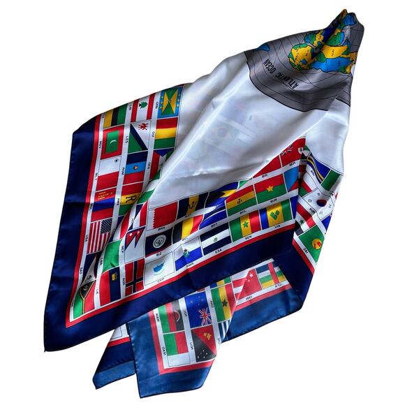 2024 Olympics silk scarf large colorful square Games of the 24th Olympiad flags - Picture 2 of 8